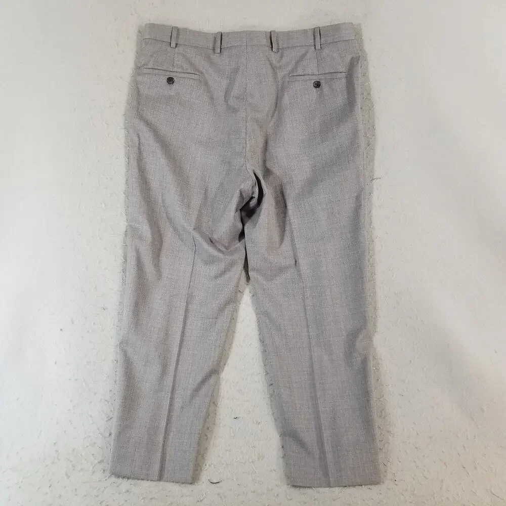 Peter Millar Pants‎ Mens 38 Gray Wool Blend Dress Slacks Flat Front Made Canada